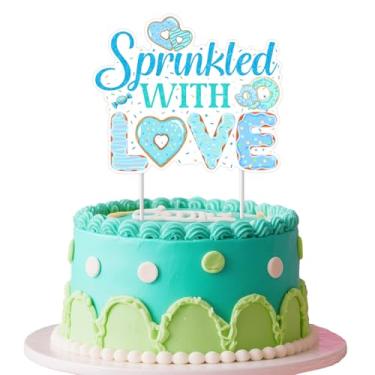 Imagem de Jollyboom Sprinkled with Love Baby Shower Decorations, Donut Ice Cream Decorations Cake Topper Blue Double-Sided for Boy Welcome Baby Gender Reveal Pregnancy Gift Party
