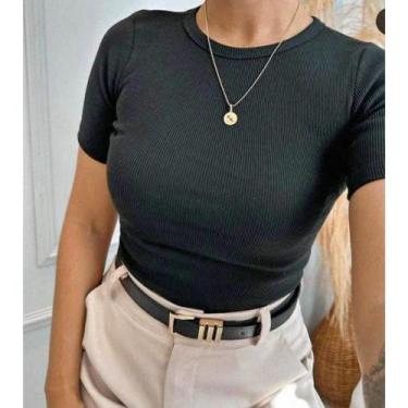 Imagem de Blusa Manga Curta de Ribana Canelada - TG Camiseteria, Preto, GG