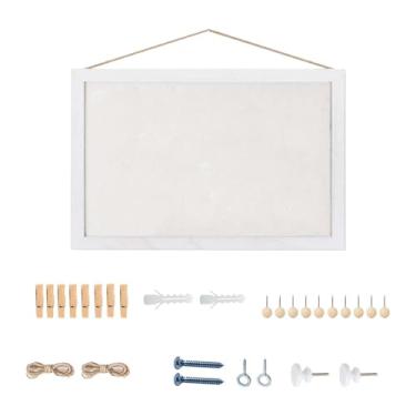 Imagem de BLWOTMOR Quadro de Cortiça, 10 Alfinetes, Quadro de Exposição de Fotos Fofas, Quadro de Cortiça, Quadro de Avisos para Decoração de Casa, Cozinha, Sala de Esta, Branco, Tamanho real