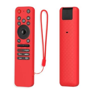 Imagem de Capa para controle remoto LG MR25GA, capa protetora de controle remoto NOUKAJU com cordão, à prova de quedas, capa protetora para LG MR25GA (vermelho)