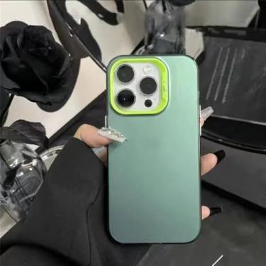 Imagem de Capa de telefone colorida fosca para iPhone 16 11 Pro Max 11 12 13 Mini 14 Plus Pls Ps capa protetora rígida à prova de choque, verde, para iPhone 12Mini