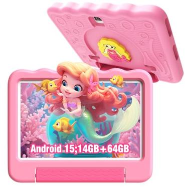Imagem de Tablet infantil Android 15 de 25 polegadas para crianças 14 (6 + 8) GB 64 GB CPU Octa-Core, tablets infantis com muito conteúdo offline controle parental, tablets para crianças pequenas com capa