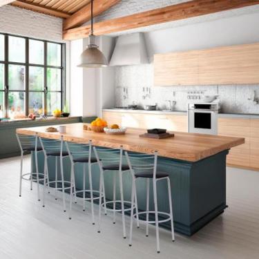 Imagem de Kit 5 Cadeiras Banquetas Alta Cozinha Varanda Bancada Piscina Ilha Gou