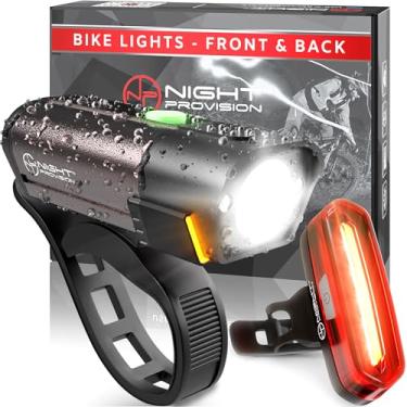 Imagem de NP Night Provision BX-300 Conjunto de luzes de LED recarregável por USB, luzes de segurança para ciclismo frontal e traseira, o melhor farol com luz traseira USB DUO-120 para adultos, crianças, homens, mulheres