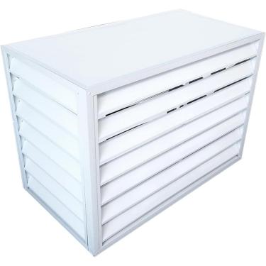 Imagem de Rack De Ar Condicionado, Tela De Cerca De Ar Condicionado De Alumínio, Rack De Exposição De Plantas Ao Ar Livre, Suporte De Flores Com Venezianas, Pl, White, 100 * 50 * 70cm/40 * 20 * 28in