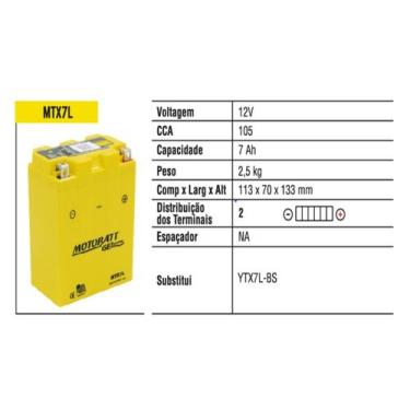 Imagem de Bateria Gel Motobatt Mtx7l 7ah Yamaha Xtz 250 Z Tenere