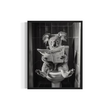 Imagem de Koala on Toilet Bathroom Wall Art Print Poster, Animal Restroom Decor Posters Prints Home Picture Painting Artwork 145 (coala, 28 x 35,5 cm, sem moldura)