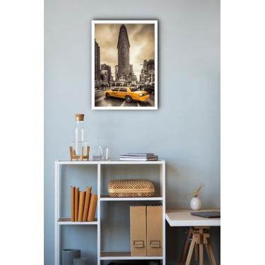 Imagem de Quadro Decorativo Time Square Taxi Amarelo - 70X50Cm - Quadros On-Line