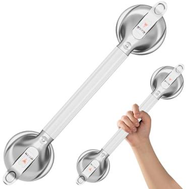 Imagem de DAILYLIFE Barras de apoio para banheiras e chuveiros, alças de chuveiro de 53 cm para sucção de idosos, barra de apoio de chuveiro de segurança de 136 kg para idosos e idosos, prata (pacote com 2)