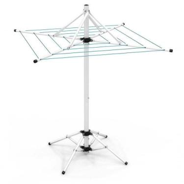 Imagem de Varal De Chão Aço Carbono Retrátil Giratório Reforçado 4 Cordas Duráve