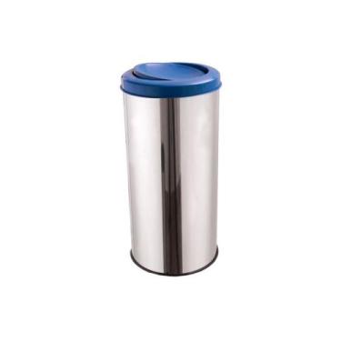 Imagem de Lixeira Inox Com Tampa Flip-TopInox (Basculante) 35 Litros Largo - CM 