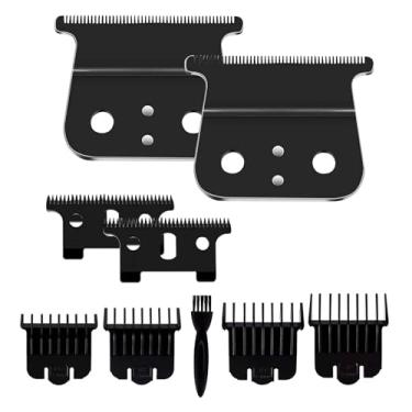 Imagem de 2 peças de lâminas de substituição compatíveis com Andis #04710 e Andis #04521 aparador de cabelo compatível com Andis T Outliner & GTX Trimmer (preto)
