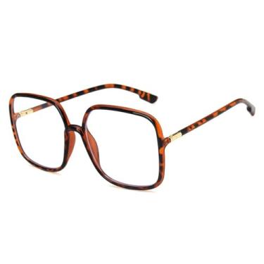 Imagem de Óculos de sol vintage clássicos femininos, armação de plástico, lentes transparentes, cinza e rosa, leopardo, transparente, 140 mm