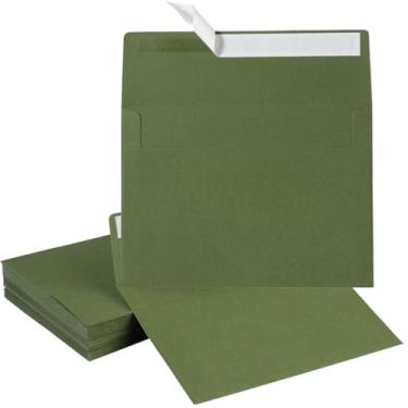 Imagem de Pacote com 50 envelopes com 5 x 17 envelopes coloridos para casamento, convites de festa, cartões comemorativos, anúncios, fotos, 13 x 19 cm (verde-oliva)