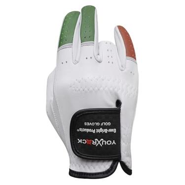 Imagem de Luvas de golfe masculinas Ever-Bright OptiColors Luvas de golfe de couro premium (verde, marrom esquerdo)