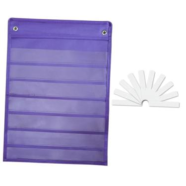 Imagem de WeiLaiKeQi Acessório de bolso para leitura, pendurado na parede, brinquedo pré-escolar, 7 linhas, ferramenta educacional para atividades com palavras, cartões de, Roxo