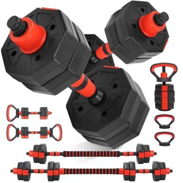 Imagem de Pesos para Musculação, Halteres 6 em 1 Alteres para Musculação, 10KG Kit Halteres com Kettlebell, Halter, Pesos para Exercícios em Casa, Kit Alteres