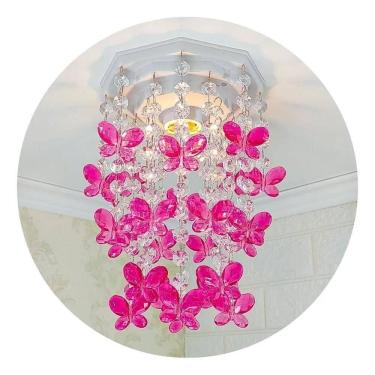 Imagem de 2X Lustre Infantil Decoração Quarto De Menina Bebê Borboleta