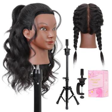 Imagem de Cabeça de manequim ManneQueenhead com cabelo humano 100% real de 16"