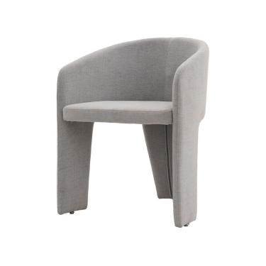 Imagem de Cadeira De Jantar Cinza Estofado Em Bouclê E Base Reforçada