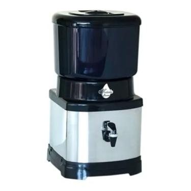 Imagem de Filtro de Água com Cuba de Barro e Suporte em Aço Inox, Preto, 11 Litros, Purificador de Água para Uso Doméstico