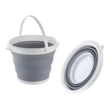 Imagem de Balde Dobrável 5 Litros Retrátil Silicone Flexível Limpeza