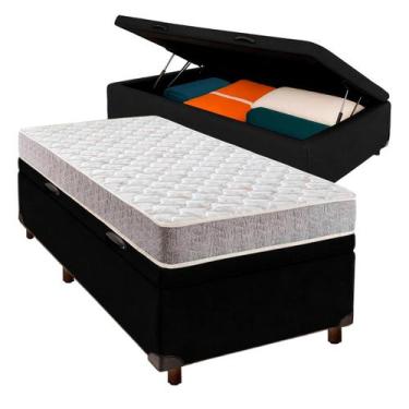 Imagem de Cama Box Bau Preto Solteiro + Colchão D23 - Inducol