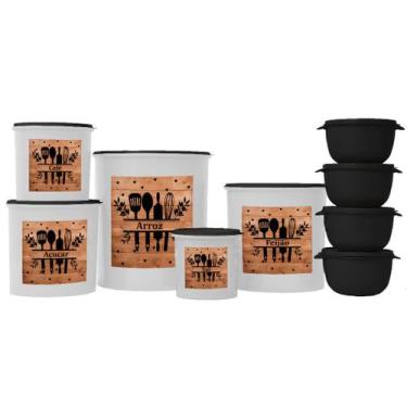 Imagem de Kit De Potes Mantimentos 5 Peças Porta Mantimentos Para Cozinha 4 Marm