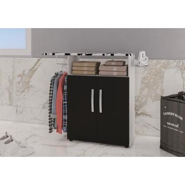 Imagem de Tábua de Passar Roupa com Armário 2 Portas Prateleira Suporte Para Fer