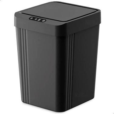 Imagem de Lixeira Tampa Abertura Inteligente Plástico Capacidade de 13 Litros Para Cozinha Banheiro Escritório