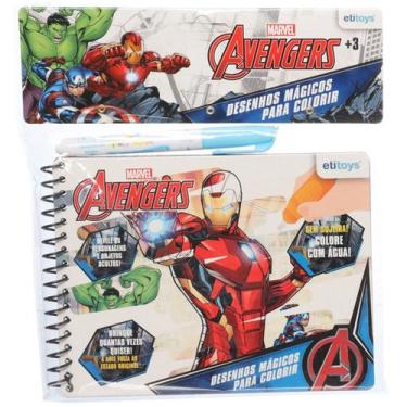 Imagem de Livro mágico para colorir com água Vingadores Marvel - ETILUX