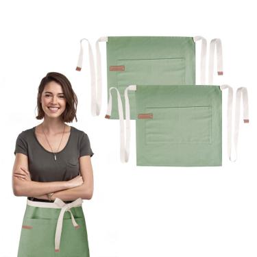 Imagem de Avental de Cintura Verde Matte Algodao Cafeteria Vegano 10un