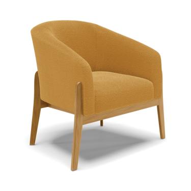 Imagem de Poltrona Decorativa Base Madeira Stella Bouclê Mostarda D03 - D'Rossi