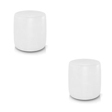 Imagem de Puff Redondo Orgânico para Sala Kit 2 Malu Sintético PU Branco M11 - D'Rossi