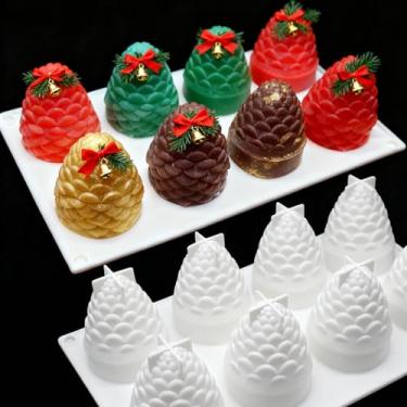 Imagem de Molde de silicone para árvore de Natal em forma de árvore para fazer velas artesanais de sabonete, bolo, geleia de sobremesa (pinha)