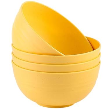 Imagem de Conjunto de 4 tigelas inquebráveis de cereais de palha de trigo, 680 g, seguras para micro-ondas e lava-louças, conjuntos leves de tigela de sopa e salada, tigelas de sobremesa reutilizáveis para