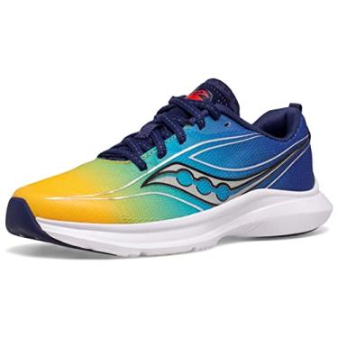 Imagem de Saucony Tênis de corrida infantil unissex Kinvara 13, Azul/Amarelo, 10.5 Wide Big Kid