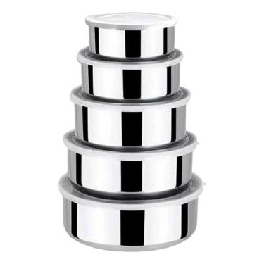 Imagem de 2X Jogo Conjunto Saladeira Bacia Tigela Bowl Aço Inox 5 Pcs