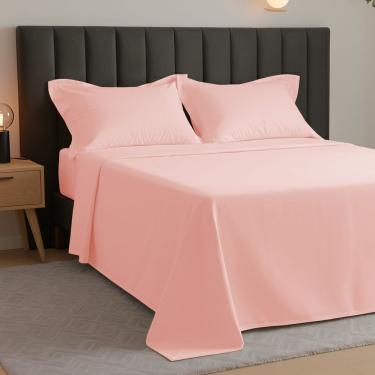 Imagem de Jogo de Cama Queen Percal 300 Fios 100% Algodão Acetinado 4 Peças – BF Colchões
