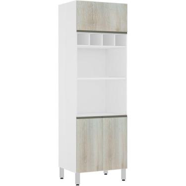 Imagem de Paneleiro Perola 70 Cm Duplo Nicho Branco C/ Legno Crema