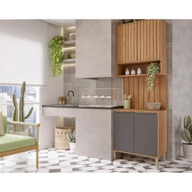 Imagem de Cozinha Modulada Mgm Divina 3 Peças (1aéreo+1balcão+1complemento) Cz006 Freijo-titanium-mgm