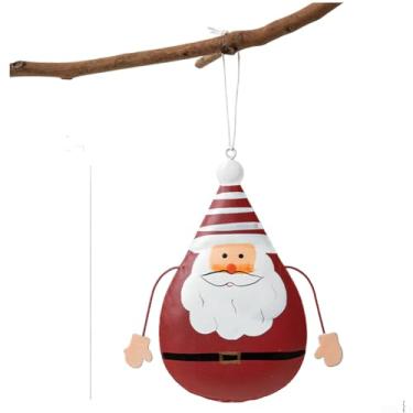 Imagem de Conjunto de enfeites de Natal em lata vintage com Papai Noel, decorações de férias de ferro forjado para pendurar em árvores, cornijas e janelas