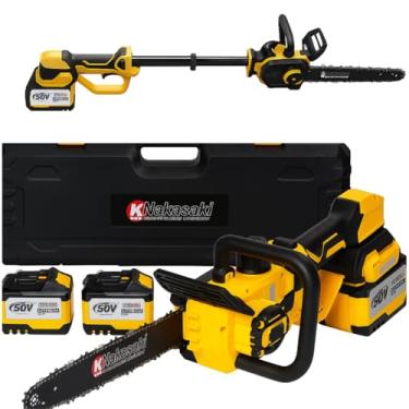 Imagem de Mini Motoserra Extensível 2 Baterias 50v Moto Serra KNakasaki com corrente extra, sabre 12 polegadas