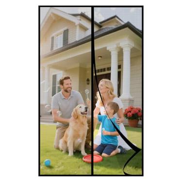 Imagem de DIGDRAM Tela magnética de malha PET atualizada mais forte do que fibra de vidro e nanofibras, porta de tela para porta deslizante, porta de pátio, tamanho de porta 81 x 203 cm