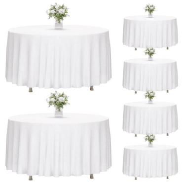 Imagem de Toalha de mesa Fixwal redonda branca de poliéster 29 cm, pacote com 6