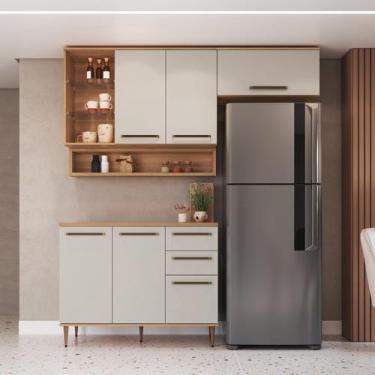 Imagem de Cozinha Compacta 5 Peças com Tampo 120cm e Nicho Decorativo Isabelle -