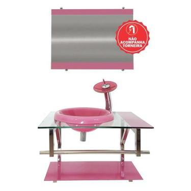 Imagem de Gabinete de Vidro 60cm para Banheiro Lituânia - EKASA, Rosa