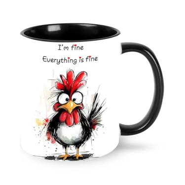 Imagem de Qceqkul Caneca de café de galinha de cerâmica de 325 ml, presente para mulheres, homens, presentes, escritório, casa, micro-ondas e lava-louças, Natal, aniversário