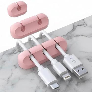 Imagem de Organizador de cabos, organizador de cabos, clipes de cabos, suporte de cabo USB, organizador de fios, clipes de cabo, (1, 2, 3 compartimentos rosa)