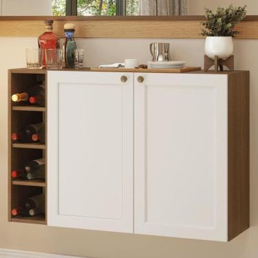 Imagem de Buffet Aparador Com Adega 100cm 2 Portas Vik Madesa 16 Rustic-branco